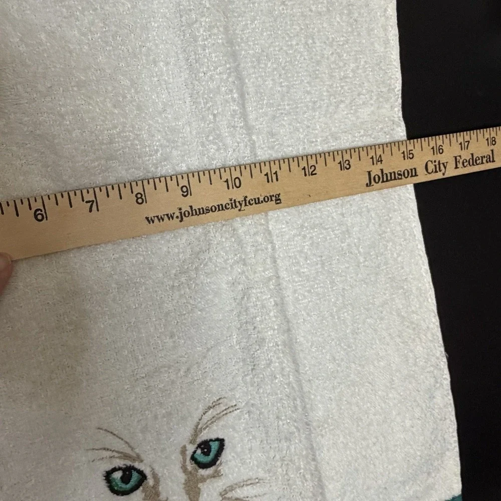 White Kitty Cat Towel/Hand Towel/R A Briggs‎ Set 4 pieces Bath Embroidered